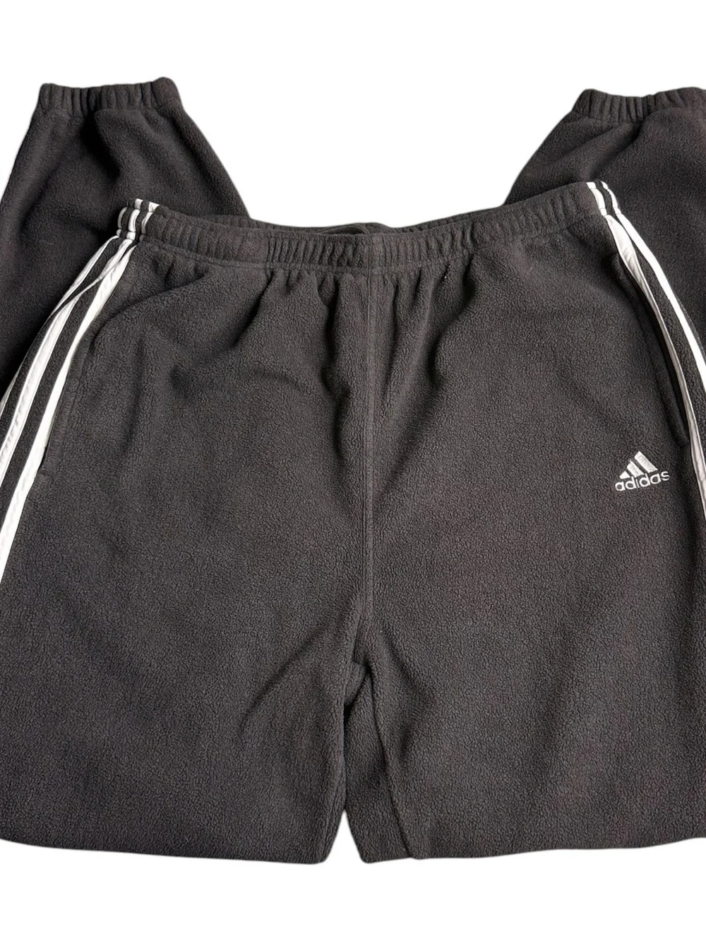Vintage Adidas Fleece Sweatpants Mens XL Black 3 Stripe Joggers Taiwan Y2K